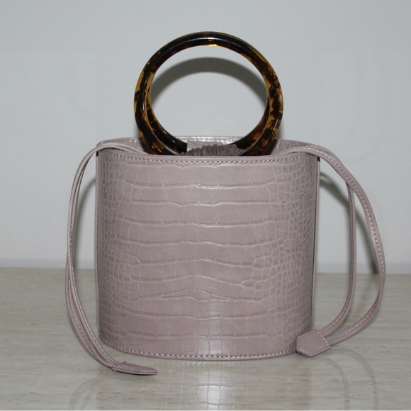 Elizabeth and James Handbags - Elizabeth and James Taupe Ring Handle Croco Crossbody Bag